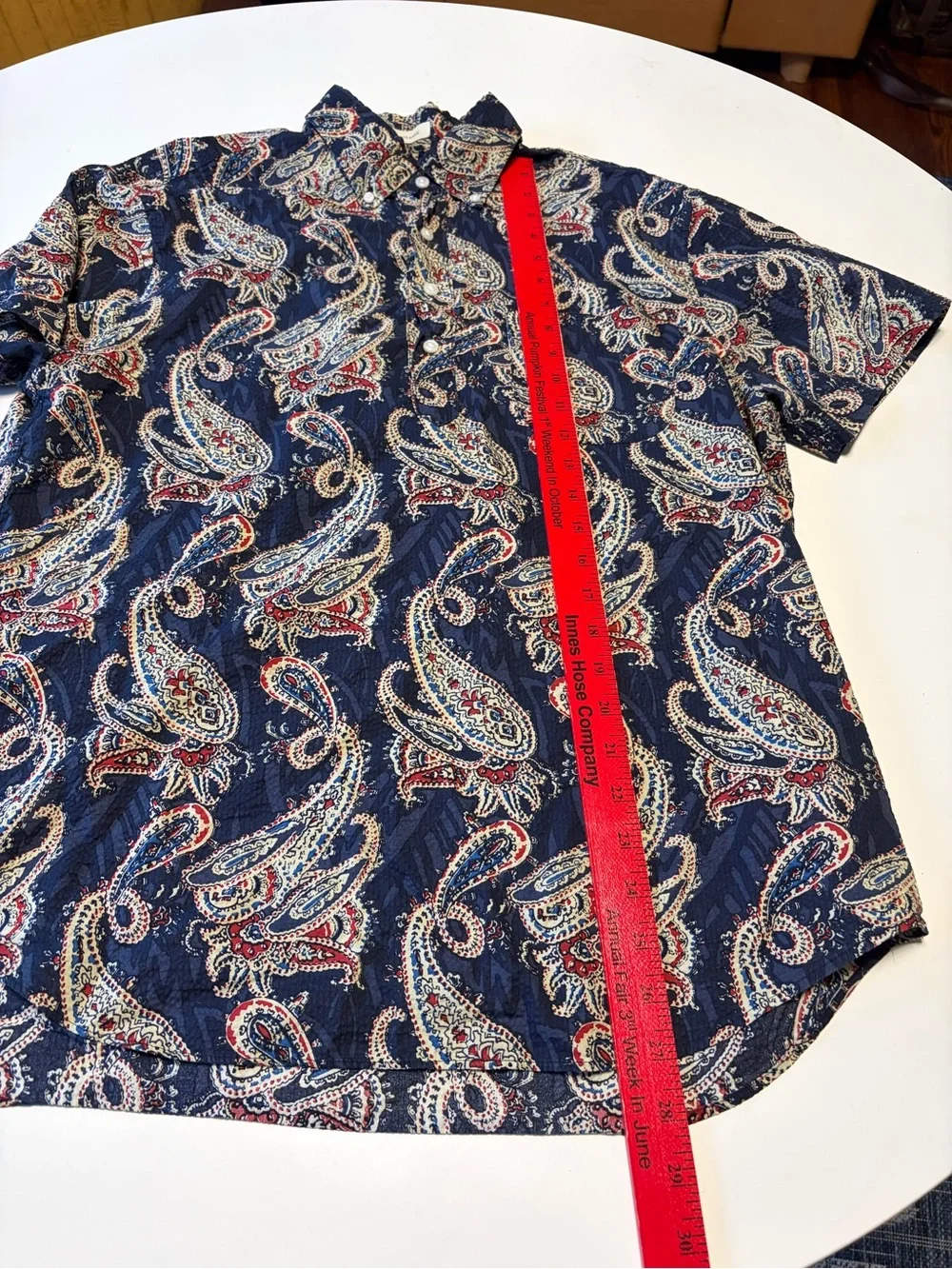 J. Crew Navy Paisley Short-Sleeve Button-Down Popover